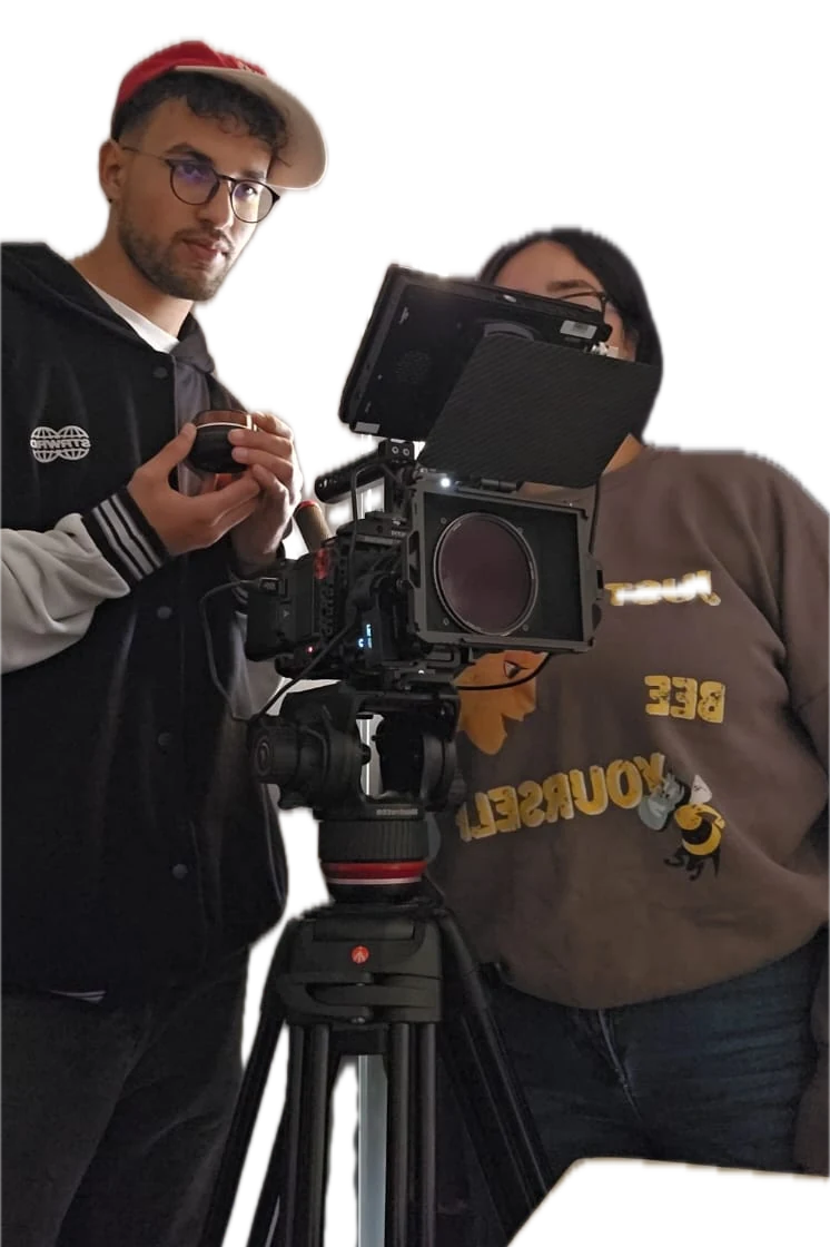 The EcoFrames crew setting up a cinema camera on set